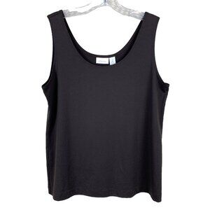 Chicos 2 Womens L Microfiber Tank Top Brown Scoop Neck Layering Stretch Staple